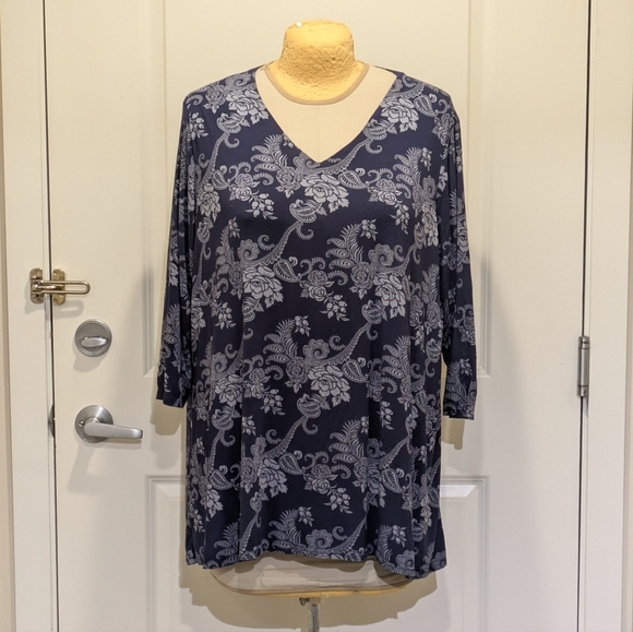 3/$30 GUC Blue Sky 2X Super Soft Bamboo 3/4 Sleeve Tee - Picture 1 of 6